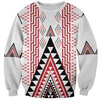 Aotearoa Taniko Sweatshirt Niho Taniwha Purapura Whetu Mix Poutama LT14 Unisex White - Polynesian Pride