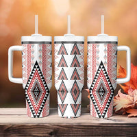 Aotearoa Taniko Tumbler With Handle Niho Taniwha Purapura Whetu Mix Poutama LT14 - Polynesian Pride