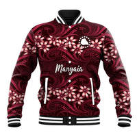 Personalised Cook Islands Mangaia Baseball Jacket Tiare Maori Polynesian Waves Tattoo LT14 Unisex Burgundy - Polynesian Pride