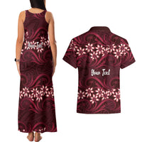 Personalised Cook Islands Mangaia Couples Matching Tank Maxi Dress and Hawaiian Shirt Tiare Maori Polynesian Waves Tattoo