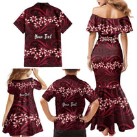 Personalised Cook Islands Mangaia Family Matching Mermaid Dress and Hawaiian Shirt Tiare Maori Polynesian Waves Tattoo