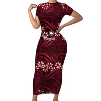 Personalised Cook Islands Mangaia Family Matching Short Sleeve Bodycon Dress and Hawaiian Shirt Tiare Maori Polynesian Waves Tattoo