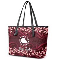 Personalised Cook Islands Mangaia Leather Tote Bag Tiare Maori Polynesian Waves Tattoo LT14 - Polynesian Pride