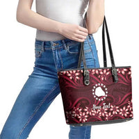 Personalised Cook Islands Mangaia Leather Tote Bag Tiare Maori Polynesian Waves Tattoo LT14 - Polynesian Pride