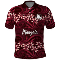 Personalised Cook Islands Mangaia Polo Shirt Tiare Maori Polynesian Waves Tattoo LT14 Burgundy - Polynesian Pride