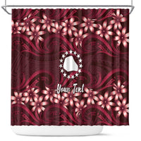 Personalised Cook Islands Mangaia Shower Curtain Tiare Maori Polynesian Waves Tattoo LT14 Burgundy - Polynesian Pride