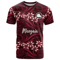 Personalised Cook Islands Mangaia T Shirt Tiare Maori Polynesian Waves Tattoo LT14 Burgundy - Polynesian Pride