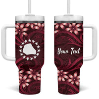 Personalised Cook Islands Mangaia Tumbler With Handle Tiare Maori Polynesian Waves Tattoo LT14 One Size: 40 oz Burgundy - Polynesian Pride