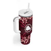 Personalised Cook Islands Mangaia Tumbler With Handle Tiare Maori Polynesian Waves Tattoo LT14 - Polynesian Pride
