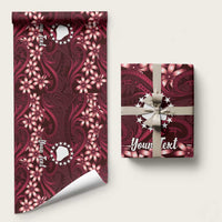 Personalised Cook Islands Mangaia Wrapping Paper Tiare Maori Polynesian Waves Tattoo LT14 58" × 23" Burgundy - Polynesian Pride