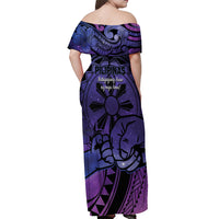 Philippines Father's Day Off Shoulder Maxi Dress Polynesian Tattoo Galaxy Vibes