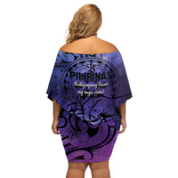 Philippines Father's Day Off Shoulder Short Dress Polynesian Tattoo Galaxy Vibes LT14 - Polynesian Pride