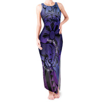 Philippines Father's Day Tank Maxi Dress Polynesian Tattoo Galaxy Vibes LT14 Women Blue - Polynesian Pride