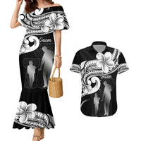 Guam Father's Day Couples Matching Mermaid Dress and Hawaiian Shirt Chamorro Latte Stone Polynesian Pattern LT14 Black - Polynesian Pride