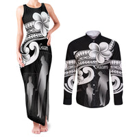 Guam Father's Day Couples Matching Tank Maxi Dress and Long Sleeve Button Shirt Chamorro Latte Stone Polynesian Pattern