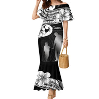 Guam Father's Day Mermaid Dress Chamorro Latte Stone Polynesian Pattern LT14 Women Black - Polynesian Pride