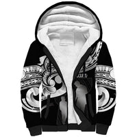 Guam Father's Day Sherpa Hoodie Chamorro Latte Stone Polynesian Pattern LT14 Unisex Black - Polynesian Pride