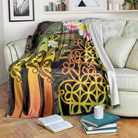 Personalised Vanuatu Independence Day Blanket Carving Drum Sand Drawing Turtle LT14 Black - Polynesian Pride