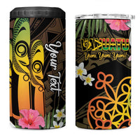 Personalised Vanuatu Independence Day 4 in 1 Can Cooler Tumbler Carving Drum Sand Drawing Turtle LT14 One Size: 16 oz Black - Polynesian Pride