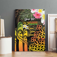 Personalised Vanuatu Independence Day Canvas Wall Art Carving Drum Sand Drawing Turtle LT14 - Polynesian Pride