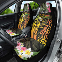 Personalised Vanuatu Independence Day Car Seat Cover Carving Drum Sand Drawing Turtle