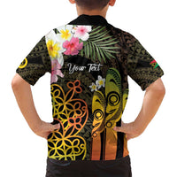 Personalised Vanuatu Independence Day Family Matching Summer Maxi Dress and Hawaiian Shirt Carving Drum Sand Drawing Turtle