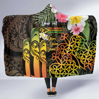 Personalised Vanuatu Independence Day Hooded Blanket Carving Drum Sand Drawing Turtle LT14 One Size Black - Polynesian Pride