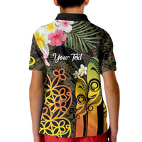 Personalised Vanuatu Independence Day Kid Polo Shirt Carving Drum Sand Drawing Turtle
