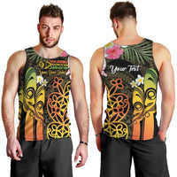 Personalised Vanuatu Independence Day Men Tank Top Carving Drum Sand Drawing Turtle LT14 - Polynesian Pride