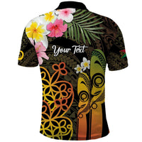 Personalised Vanuatu Independence Day Polo Shirt Carving Drum Sand Drawing Turtle