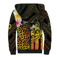 Personalised Vanuatu Independence Day Sherpa Hoodie Carving Drum Sand Drawing Turtle LT14 - Polynesian Pride
