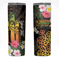 Personalised Vanuatu Independence Day Skinny Tumbler Carving Drum Sand Drawing Turtle