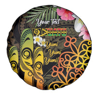 Personalised Vanuatu Independence Day Spare Tire Cover Carving Drum Sand Drawing Turtle