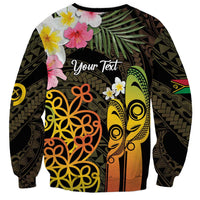 Personalised Vanuatu Independence Day Sweatshirt Carving Drum Sand Drawing Turtle LT14 - Polynesian Pride