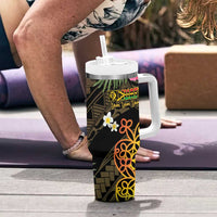 Personalised Vanuatu Independence Day Tumbler With Handle Carving Drum Sand Drawing Turtle