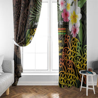 Personalised Vanuatu Independence Day Window Curtain Carving Drum Sand Drawing Turtle LT14 - Polynesian Pride