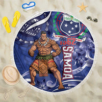 Samoa Independence Day Beach Blanket 1962 Proud Samoan Warrior LT14 One Size 150cm Blue - Polynesian Pride