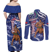 Samoa Independence Day Couples Matching Off Shoulder Maxi Dress and Long Sleeve Button Shirt 1962 Proud Samoan Warrior LT14 - Polynesian Pride