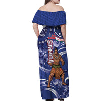Samoa Independence Day Family Matching Off Shoulder Maxi Dress and Hawaiian Shirt 1962 Proud Samoan Warrior