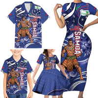 Samoa Independence Day Family Matching Short Sleeve Bodycon Dress and Hawaiian Shirt 1962 Proud Samoan Warrior