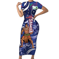 Samoa Independence Day Short Sleeve Bodycon Dress 1962 Proud Samoan Warrior