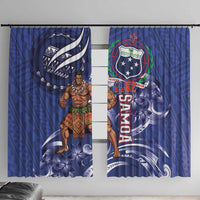 Samoa Independence Day Window Curtain 1962 Proud Samoan Warrior LT14 With Hooks Blue - Polynesian Pride