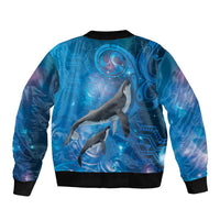 Paikea New Zealand Matariki Bomber Jacket Humpback Whale Taniko Motifs Ocean Vibes LT14 - Polynesian Pride