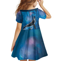 Paikea New Zealand Matariki Kid Short Sleeve Dress Humpback Whale Taniko Motifs Ocean Vibes