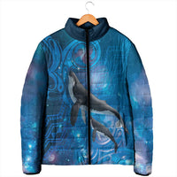 Paikea New Zealand Matariki Padded Jacket Humpback Whale Taniko Motifs Ocean Vibes LT14 - Polynesian Pride