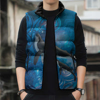 Paikea New Zealand Matariki Sleeveless Puffer Jacket Humpback Whale Taniko Motifs Ocean Vibes LT14 - Polynesian Pride