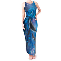 Paikea New Zealand Matariki Tank Maxi Dress Humpback Whale Taniko Motifs Ocean Vibes