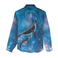 Paikea New Zealand Matariki Women Casual Shirt Humpback Whale Taniko Motifs Ocean Vibes