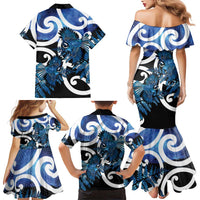 Piwakawaka New Zealand Matariki Family Matching Mermaid Dress and Hawaiian Shirt Maori New Year Silver Fern Blue Galaxy