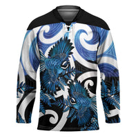 Piwakawaka New Zealand Matariki Hockey Jersey Maori New Year Silver Fern Blue Galaxy